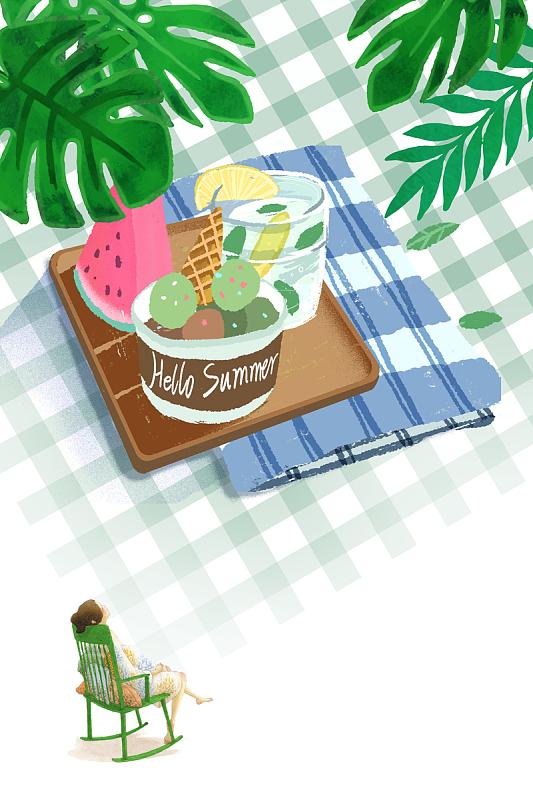 西瓜薄荷茶夏天的味道海报