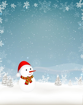矢量梦幻雪人雪景冬天背景素材