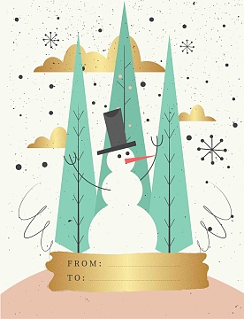 美式2017圣诞新年手绘雪人圣诞树信背景