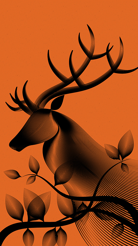 渐变剪影鹿h5背景