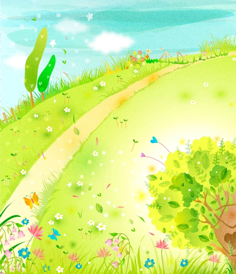 矢量儿童插画手绘草地背景素材