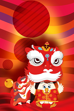 红色卡通2017鸡年春节除夕元宵节背景