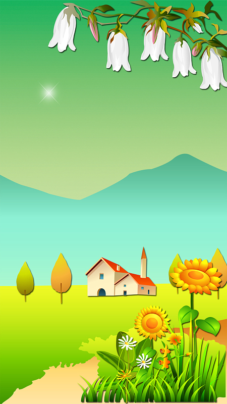 小清新简约卡通乡村风景h5背景素材