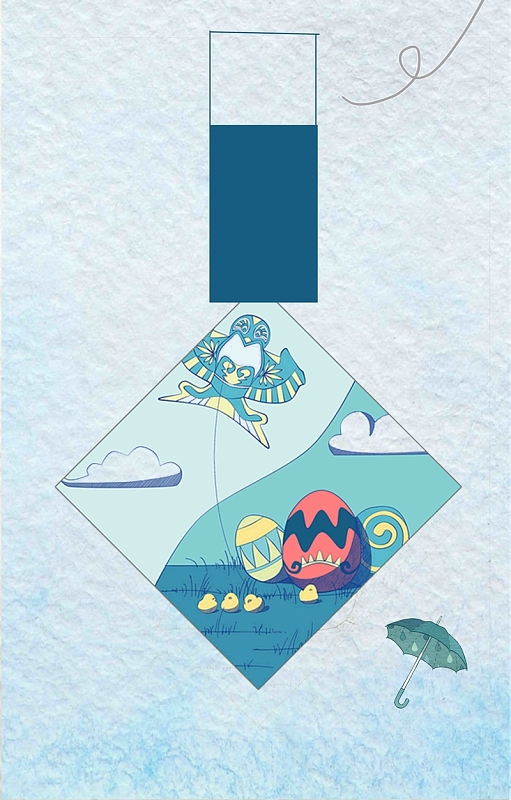 手绘插画风筝节海报背景模板