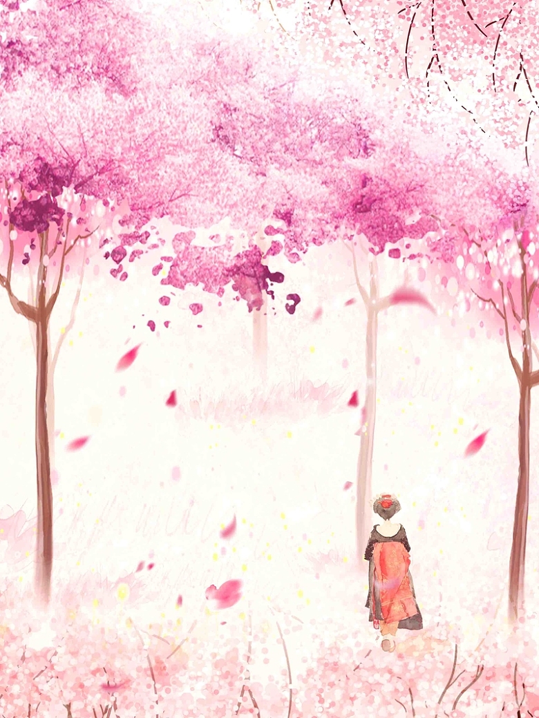 樱花节浪漫粉色海报背景素材