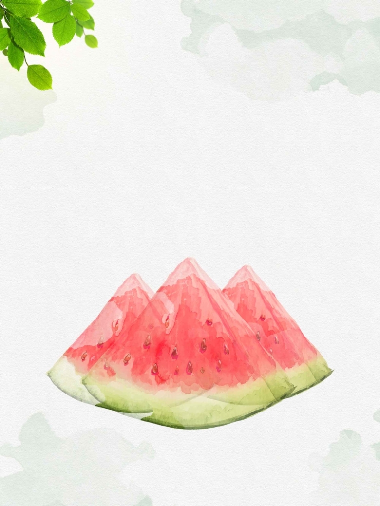 手绘西瓜新鲜水果海报设计背景模板