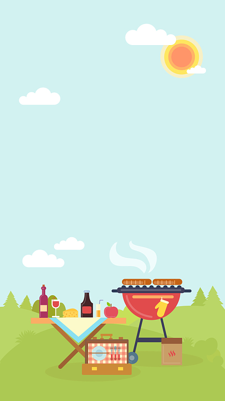 夏日烧烤适量背景
