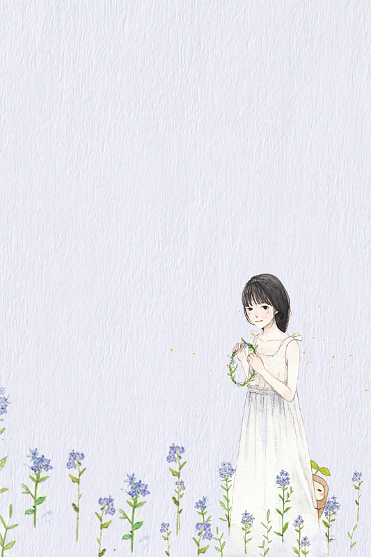 清新手绘结婚季婚纱照册封面海报背景psd