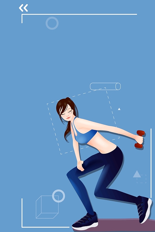 蓝色卡通我爱健身全民健身宣传(3544x5315)png减肥宣传单背景素材