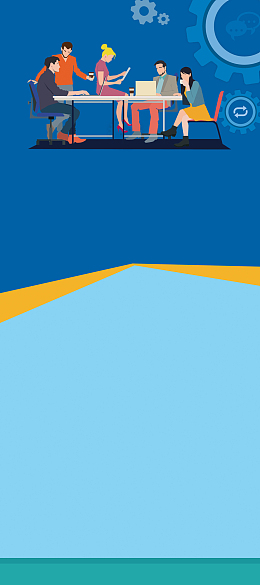 诚聘英才蓝色卡通人物企业招聘展架