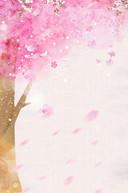 浅粉色手绘春季上新桃花花瓣背景