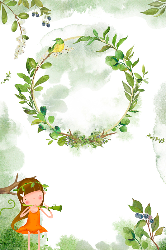 绿色手绘二十四节气春分海报