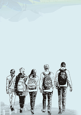 手绘人物蓝色毕业季海报