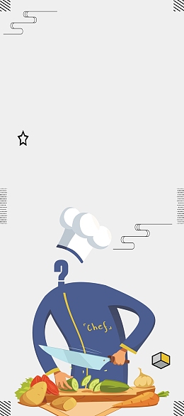 创意诚聘厨师展架
