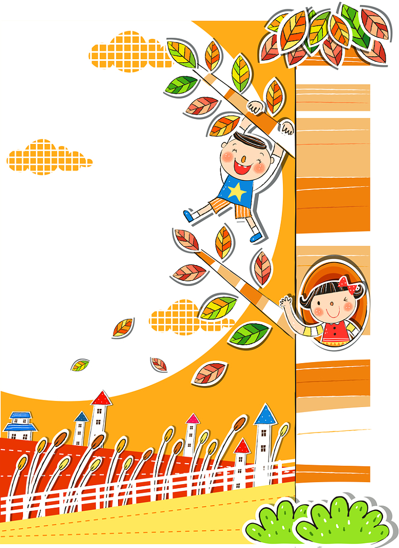 韩国插画嬉戏的孩童