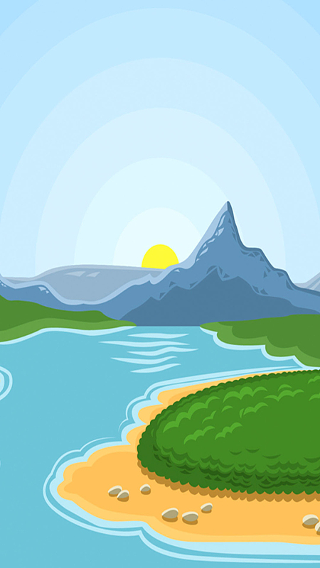 卡通河谷风景素材