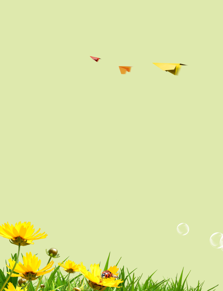 清新花朵纸飞机儿童台历海报背景模板免抠素材免费下载_觅元素51yuan