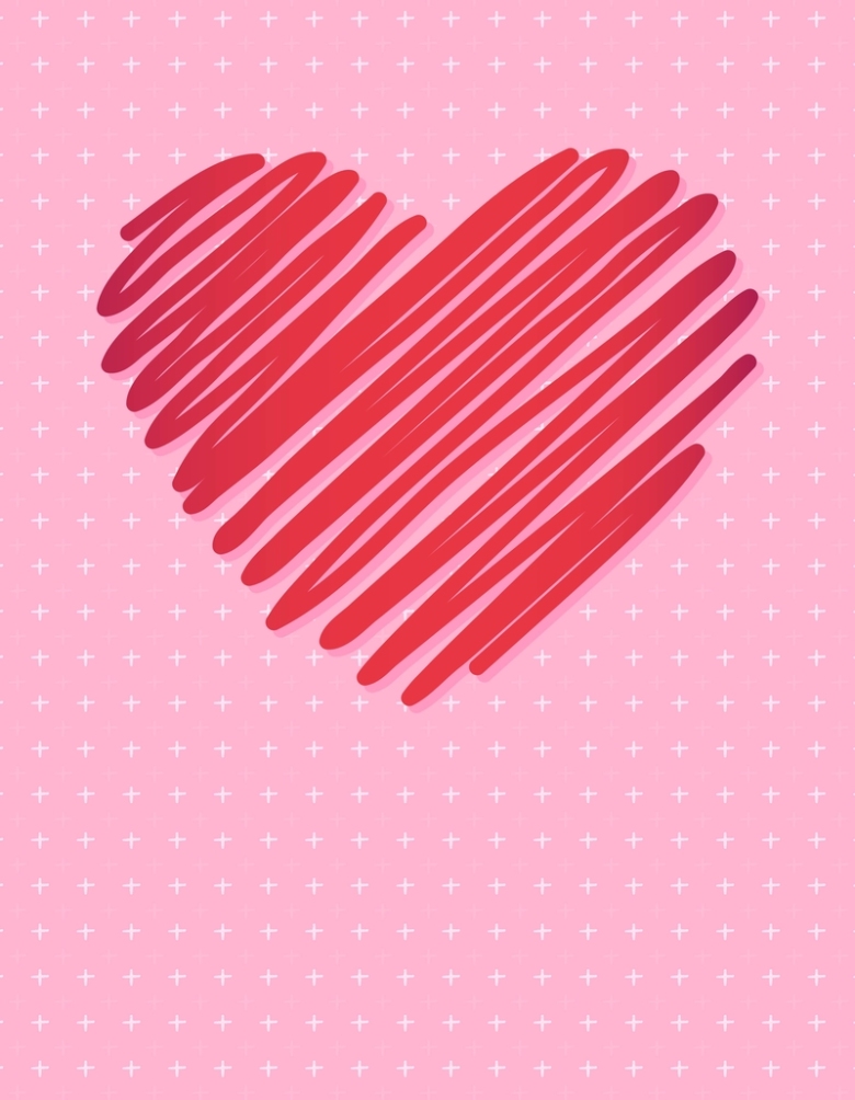 矢量涂鸦心形水彩背景素材