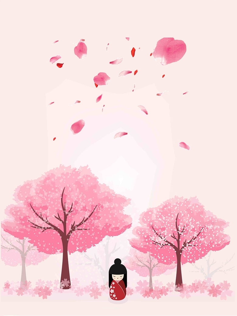 浪漫樱花节海报背景模板