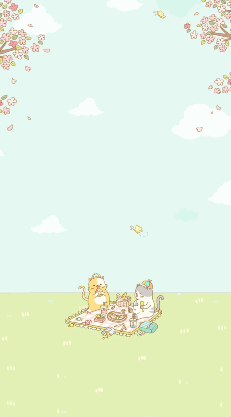 小清新手绘可爱小动物卡通背景