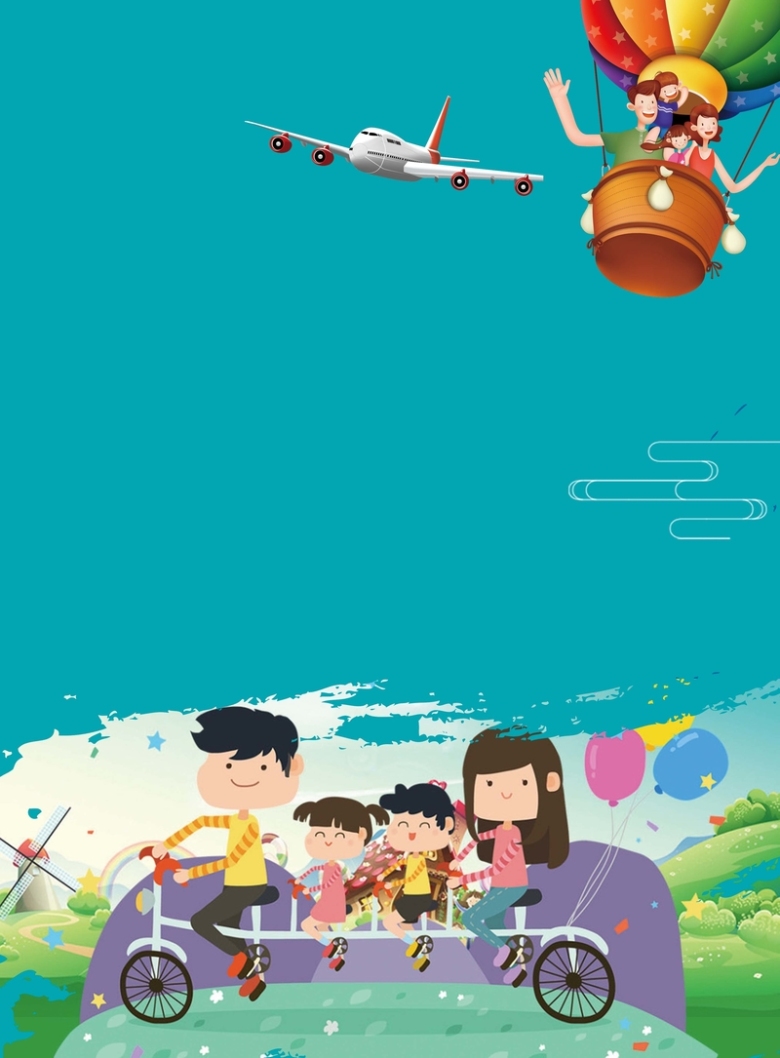 卡通手绘亲子游去哪玩秋季旅游