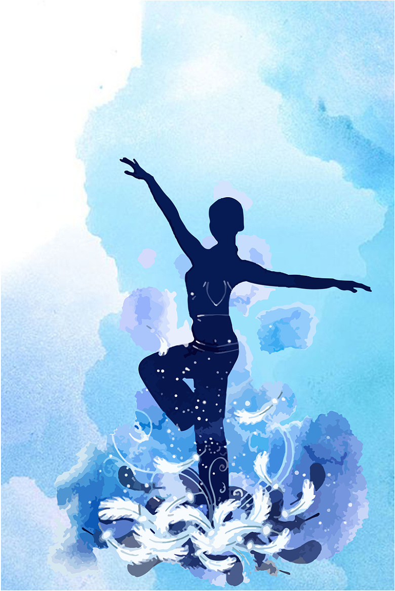 水彩手绘体育运动健身女子瑜伽运动海报