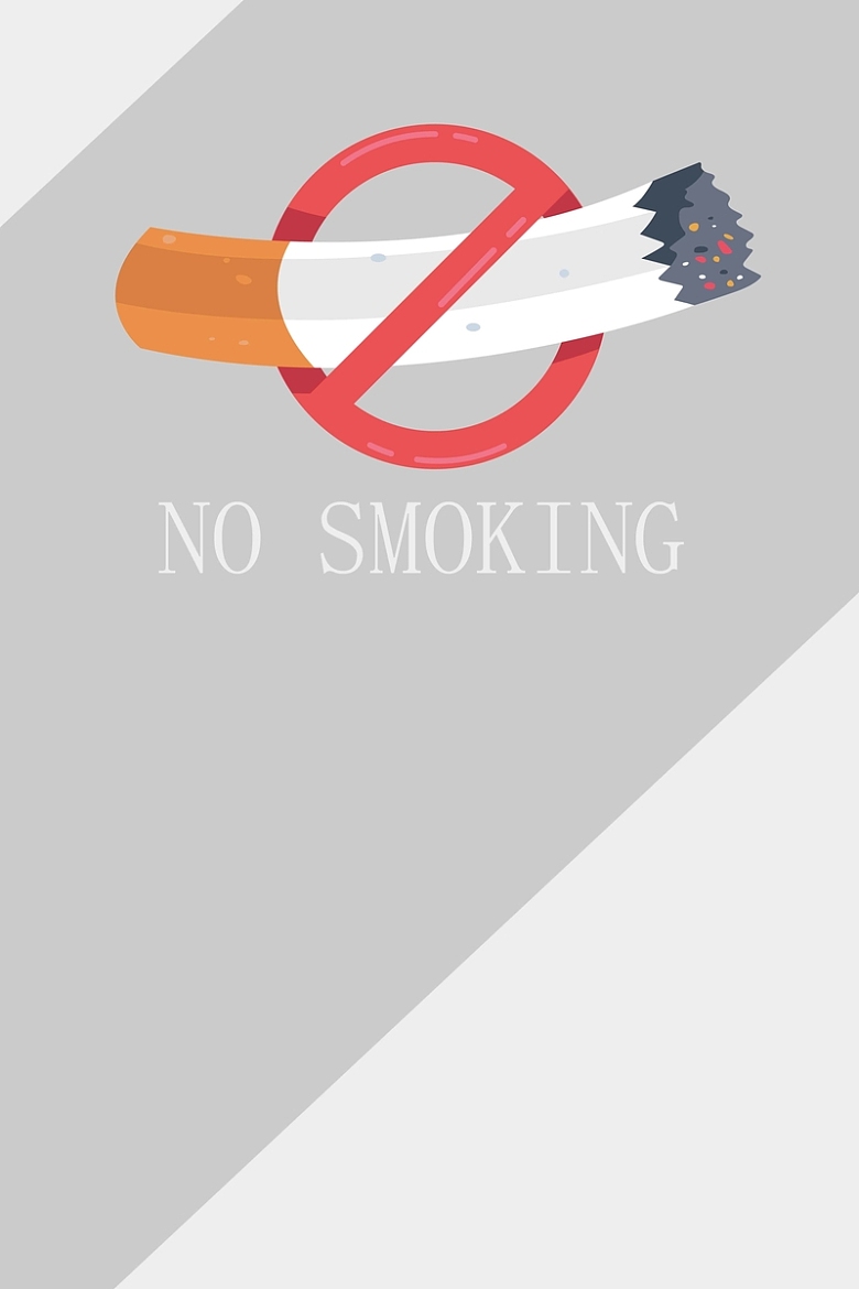 吸烟有害健康灰色手绘插画简约背景