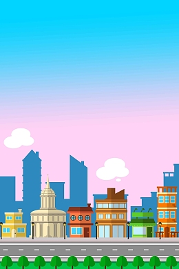 城市手绘插画简约背景