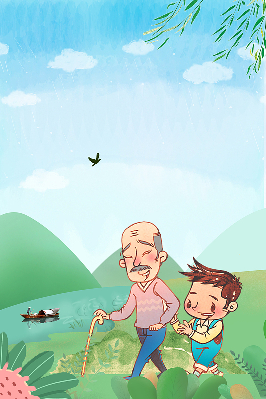 绿色手绘清明节宣传海报
