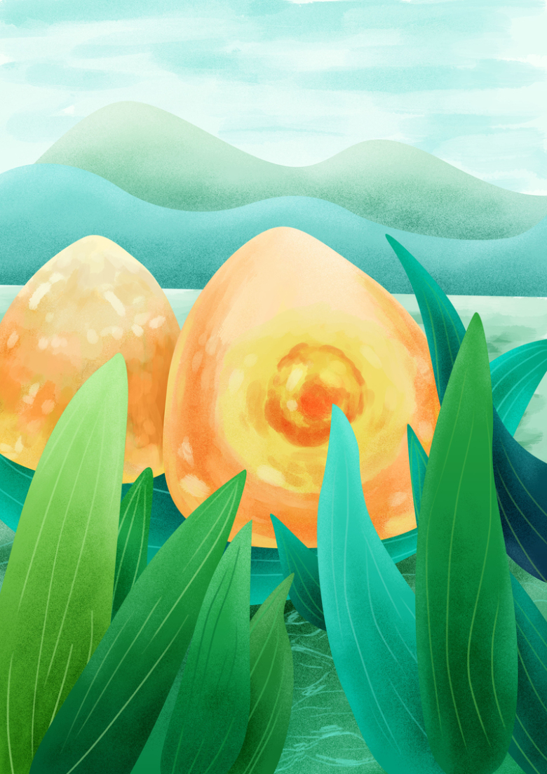 手绘粽子端午节海报