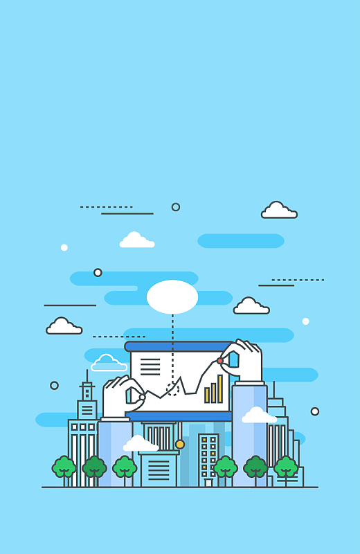 蓝色MBE卡通矢量图场景