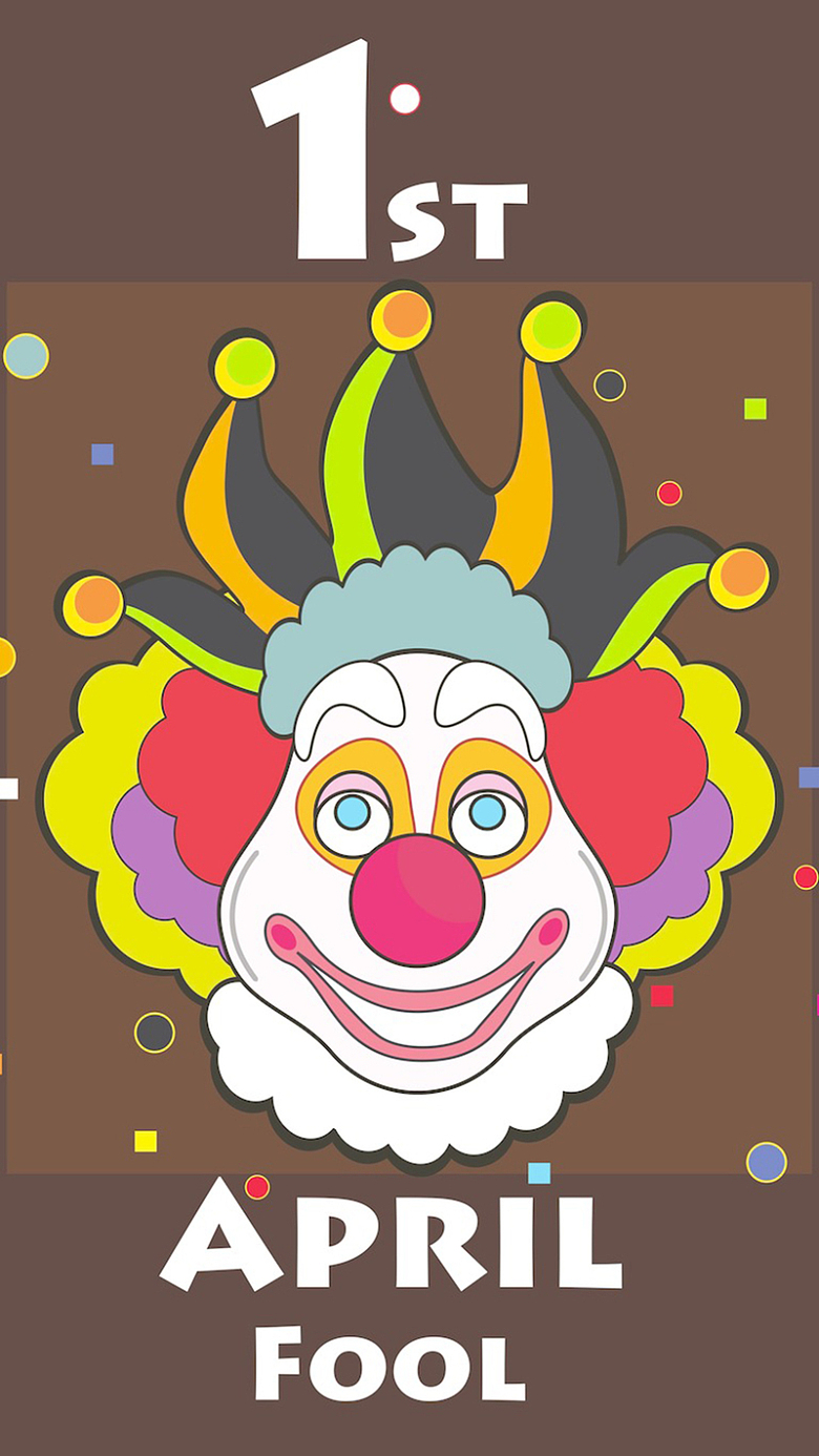 棕色小丑头像愚人节背景图