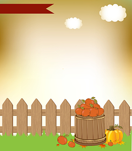 卡通柿子果园栅栏海报背景素材