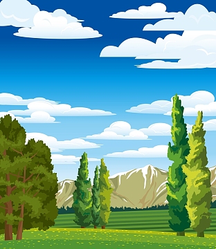 矢量手绘风景草地背景素材