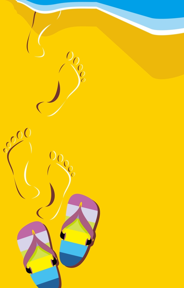 沙滩上的脚印背景素材