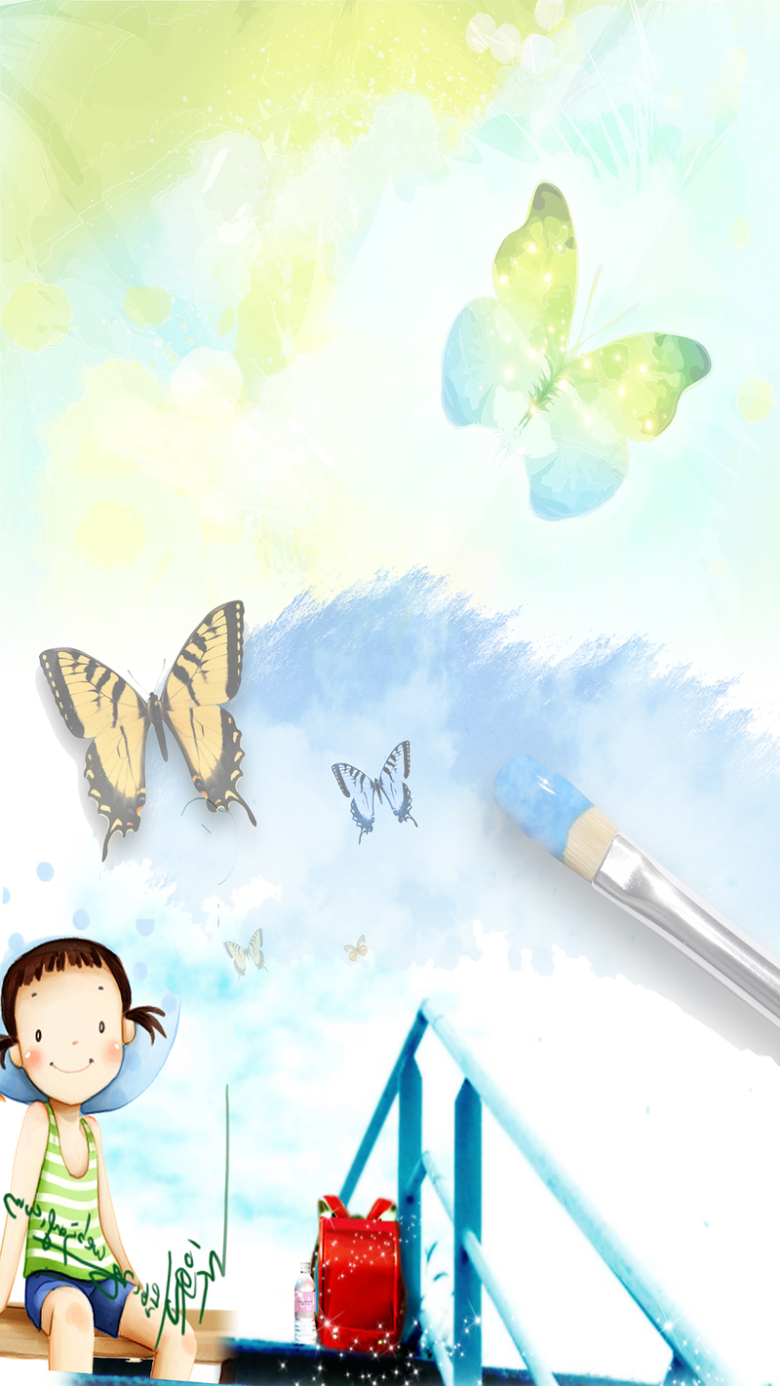 儿童节手绘童趣绘画课外辅导背景素材