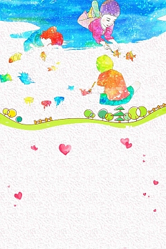 可爱风格小小绘画家暑假招生海报背景模板