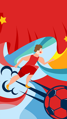 足球比赛卡通体育运动健身