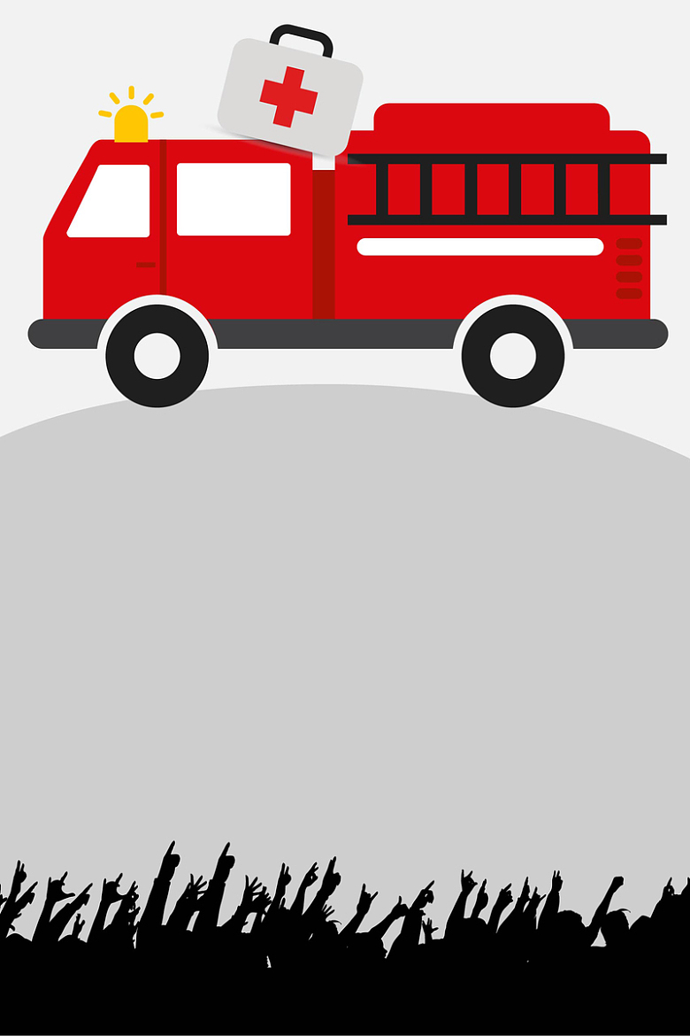 卡通手绘消防安全消防车救护海报背景图