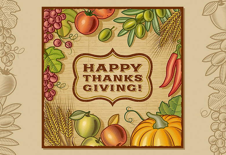 欢乐感恩节食物手绘
