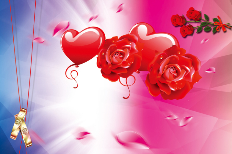 梦幻婚庆结婚爱心钻戒背景素材