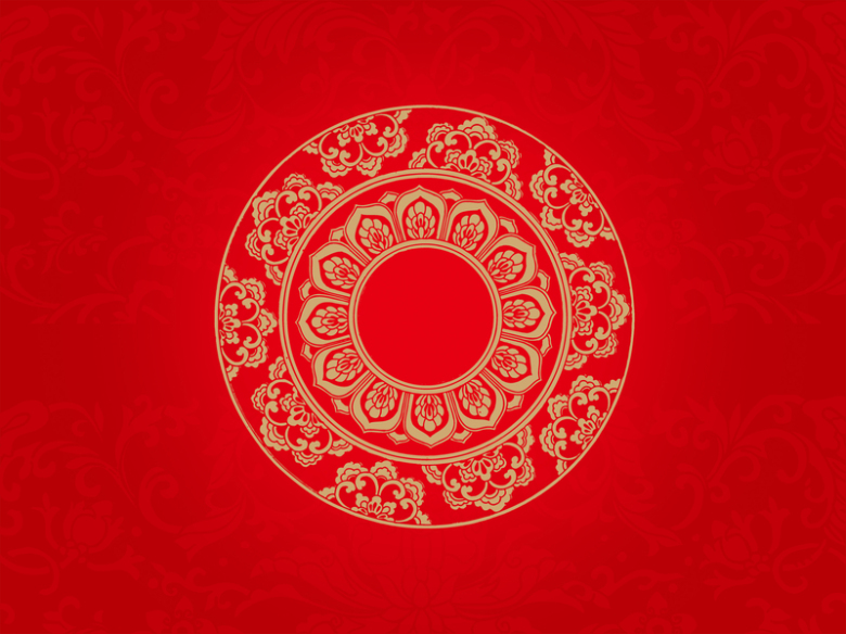 红色质感花纹圆环海报背景模板