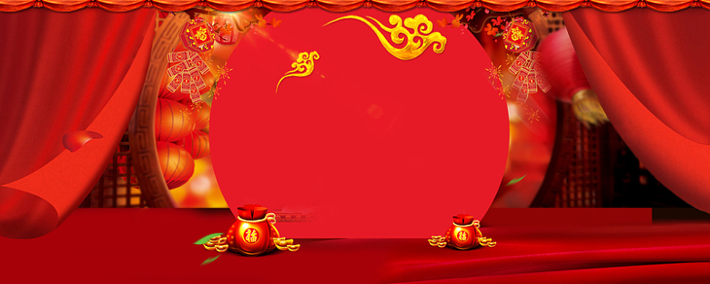 春节盛典几何红色banner背景