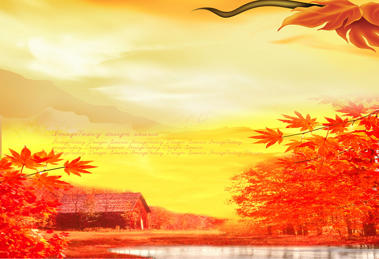 红色枫叶秋天海报背景模板