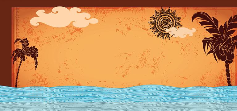 夏日海边旅行复古宣传广告海报banner