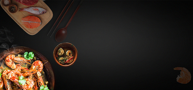黑色夏日特色美食西餐背景