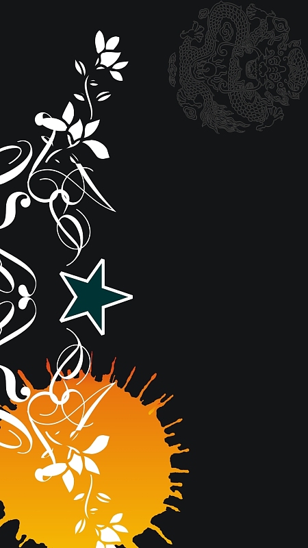 纹理黑色花泼墨矢量h5背景素材