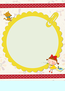 黄色卡通女边框宝宝相册海报背景模板