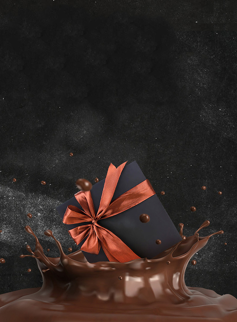 情人节黑色巧克力丝滑礼物宣传海报背景素材