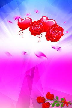 粉红我爱心花瓣玫瑰花背景